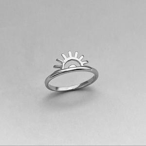 Sterling Silver High Polish Sunrise Ring, Sun Ring